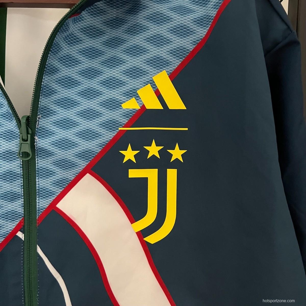 23/24 Juventus White Navy Windbreaker