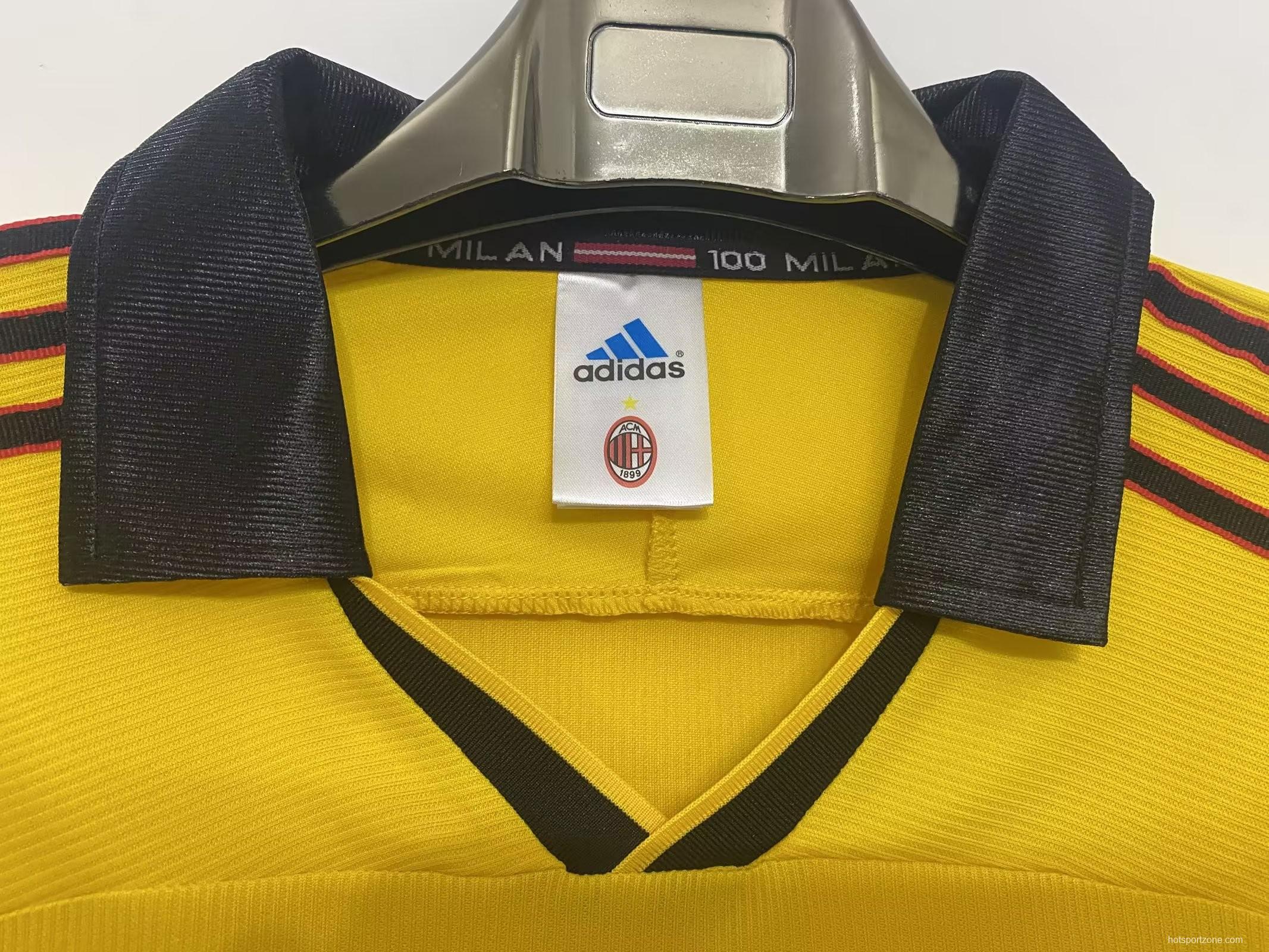 Retro 99/00 AC Milan Away Yellow Jersey