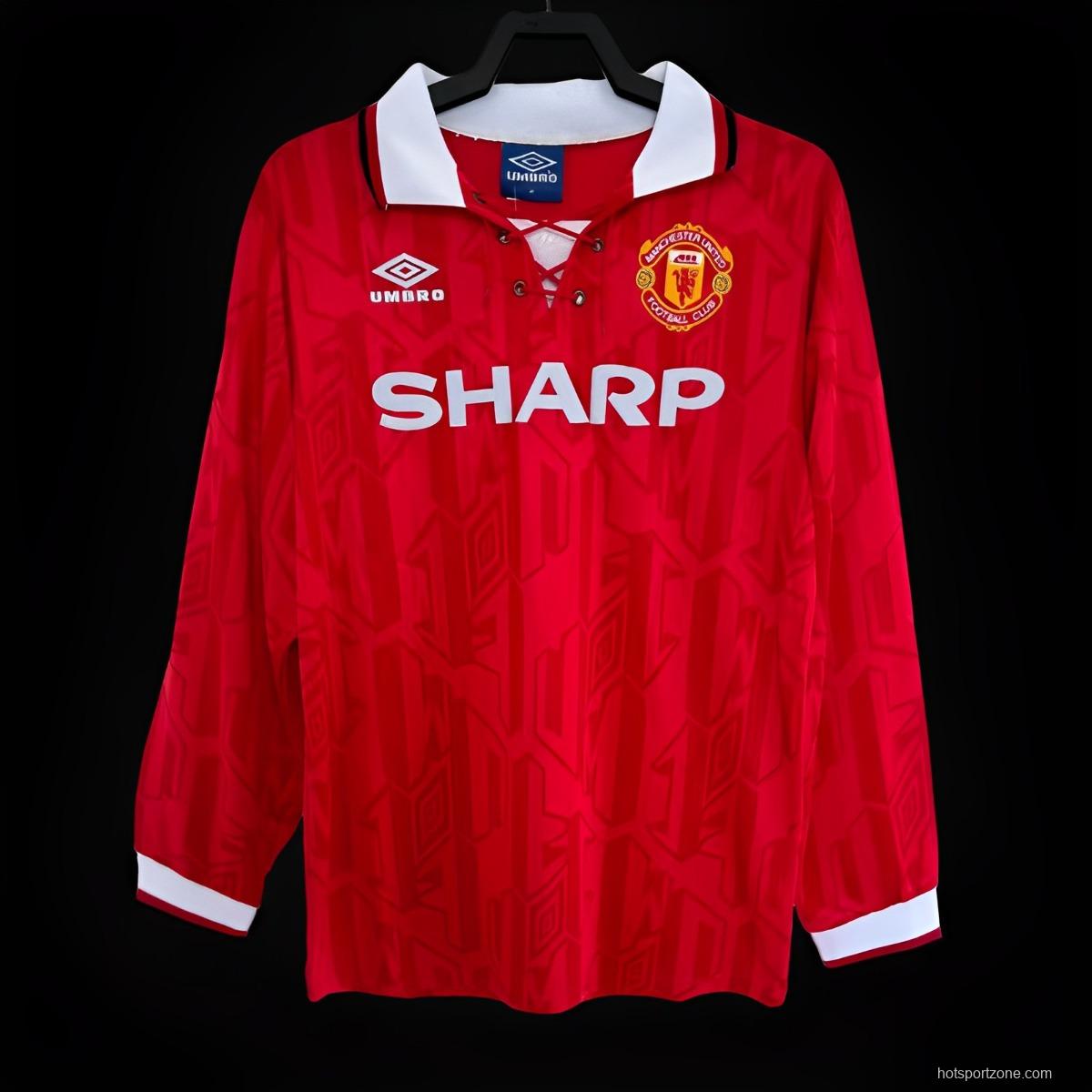 Retro 93/94 Manchester United Home Long Sleeve Jersey