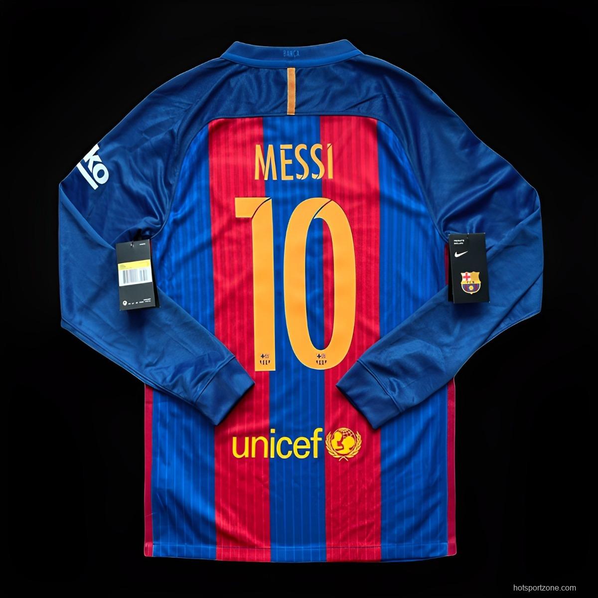 Retro 16/17 Barcelona Home Long Sleeve Jersey