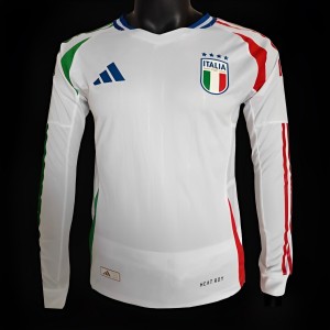 Player Version 2024 Italy Away White Long Sleeve Jersey