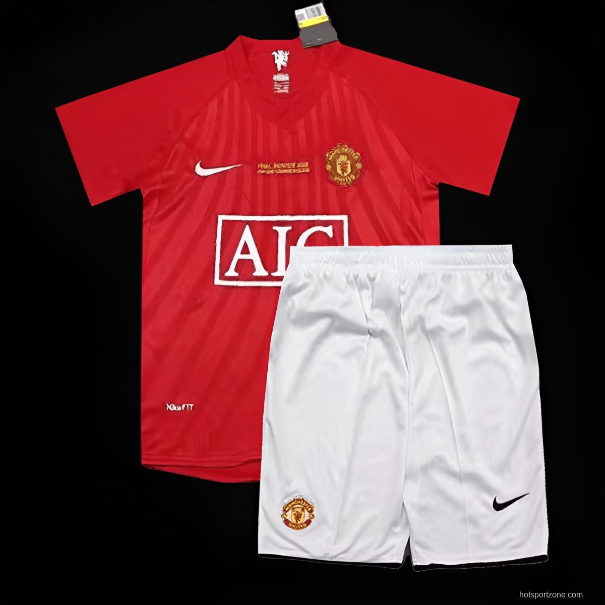 Retro Kids 07/08 Manchester United Home Jersey