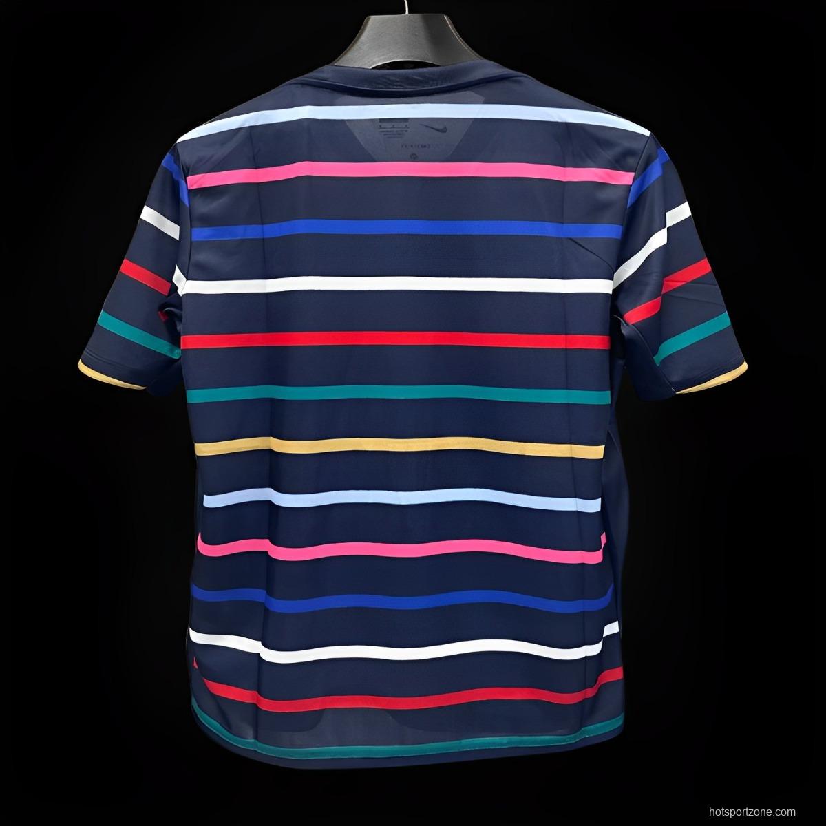 2024 France Training Mixed Color Stripe Jersey