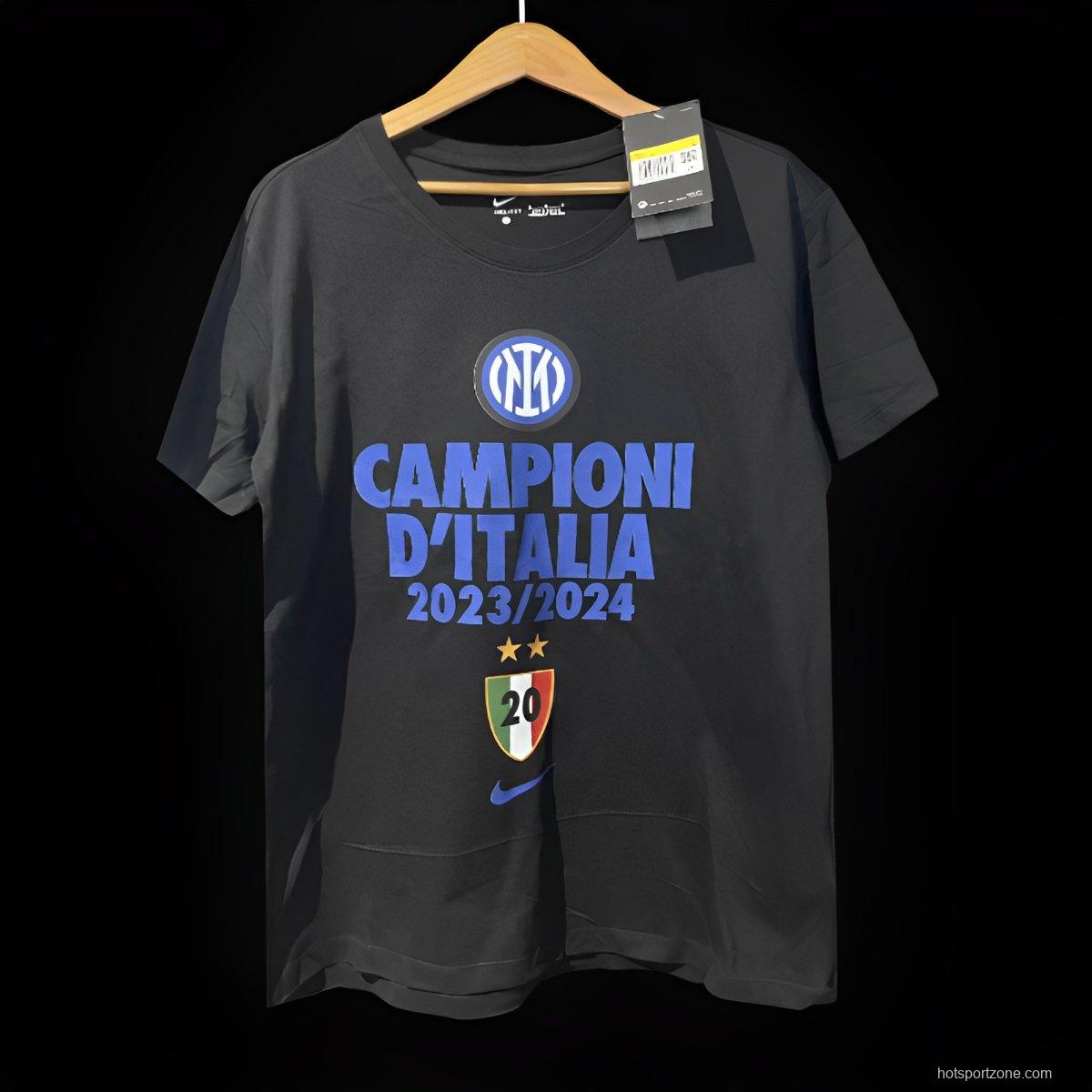 23/24 Inter Milan CAMPIONI D'ITALIA Black T-Shirts