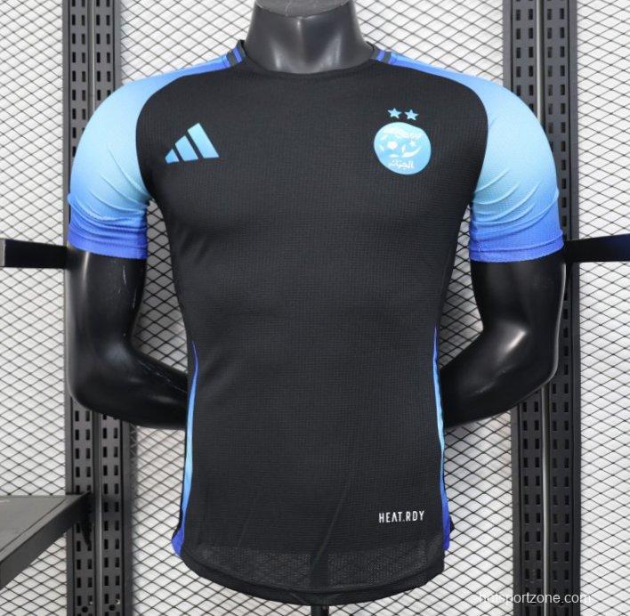 Player Version 2025 Algeria Black with Blue Sleeves Jersey