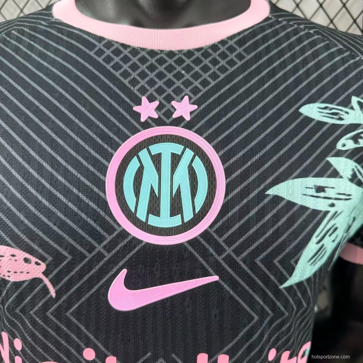 Player Version 25/26 Inter Milan Black with Snake and Floral Pattern Jersey