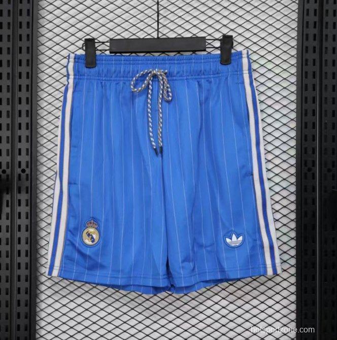 25/26 Real Madrid Blue with White Pinstripes Shorts