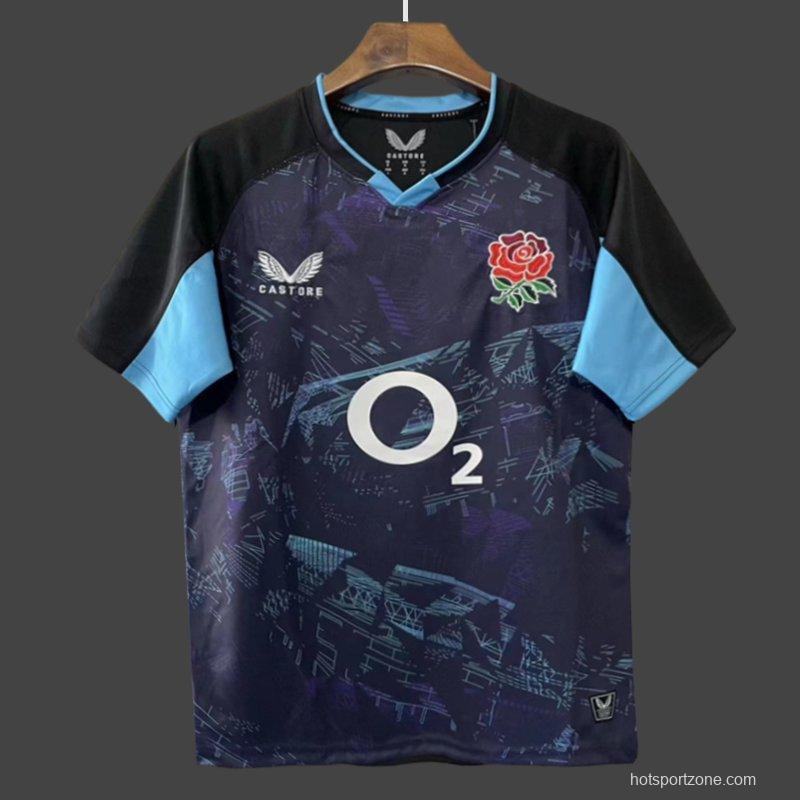 2026 England Rugby Navy with Blue Digital Cityscape Pattern Jersey