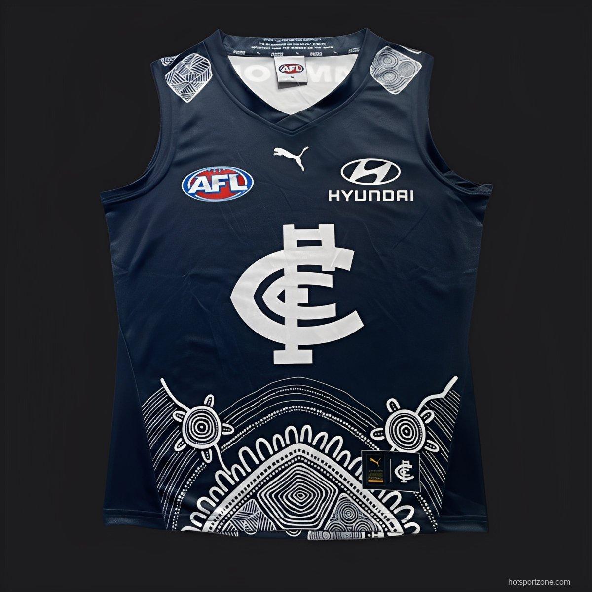 25/26 Carlton Blues Navy with White Aboriginal Art Jersey