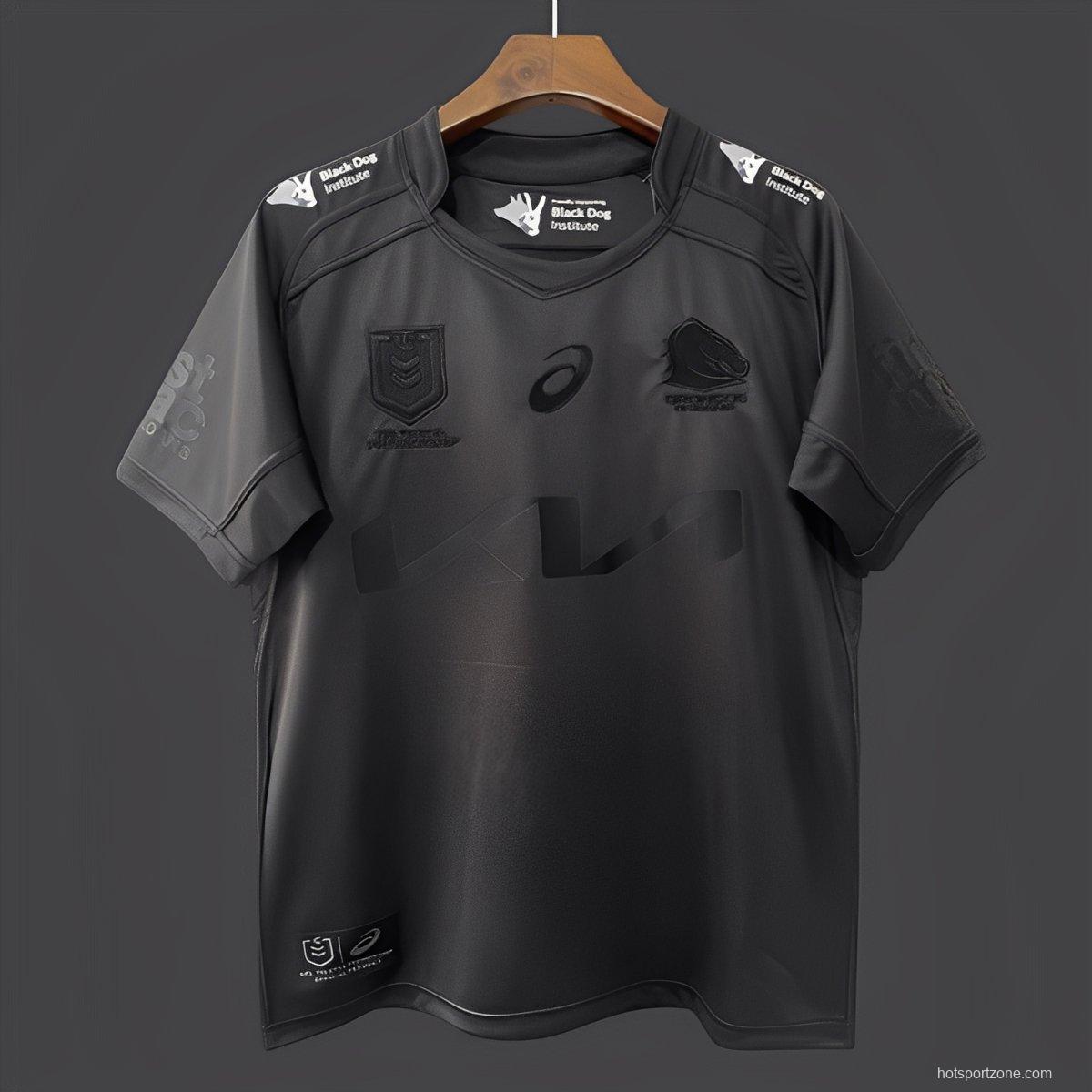 25/26 Brisbane Broncos All Black with Tonal Design Jersey