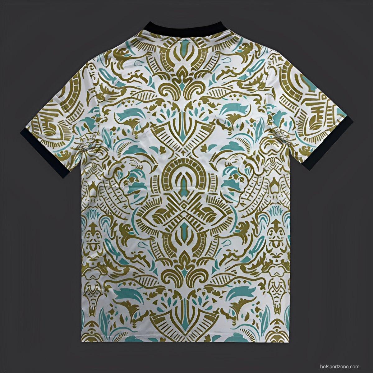 25/26 Sporting CP White with Ornate Gold and Turquoise Pattern Jersey
