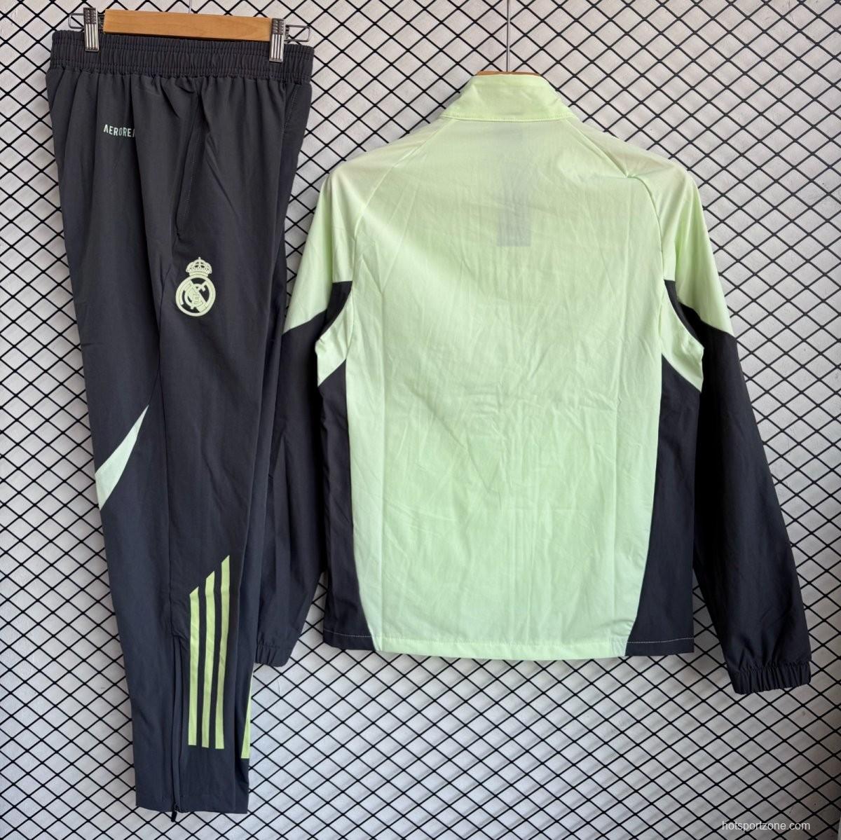 25/26 Real Madrid Green Full Zipper Windbreaker + Long Pants