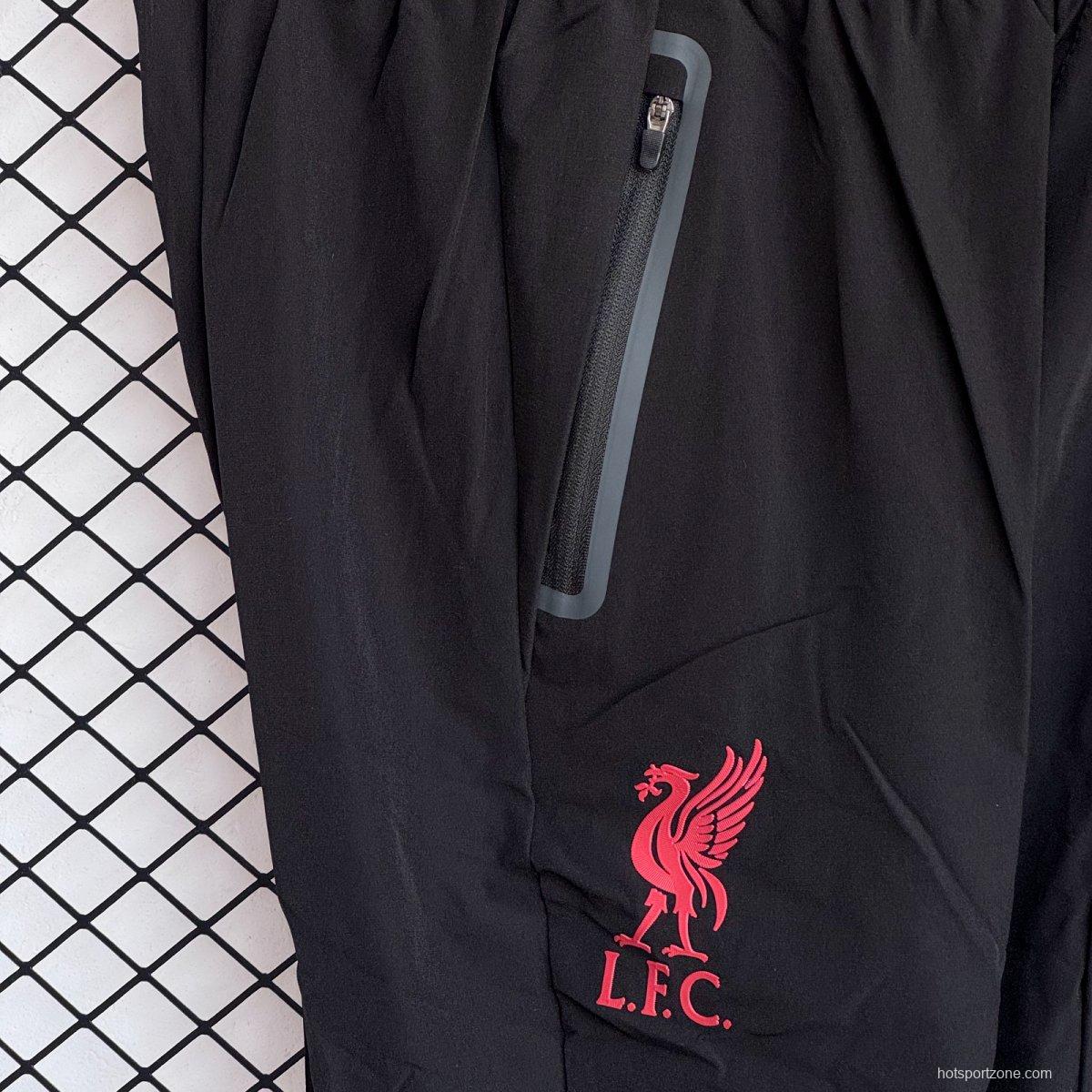 25/26 Liverpool Black/Red Full Zipper Windbreaker + Long Pants
