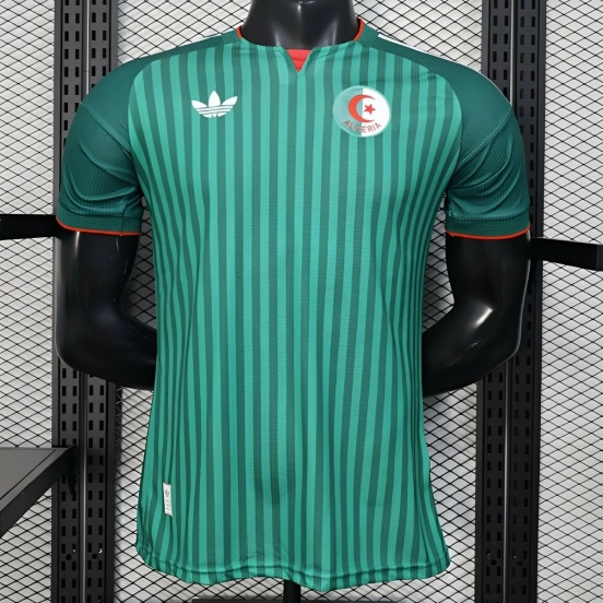 Player Version 2026 Algeria Home Green with Vertical Stripe Pattern Jersey