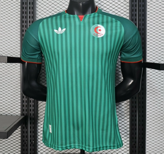 Player Version 2026 Algeria Home Green with Vertical Stripe Pattern Jersey