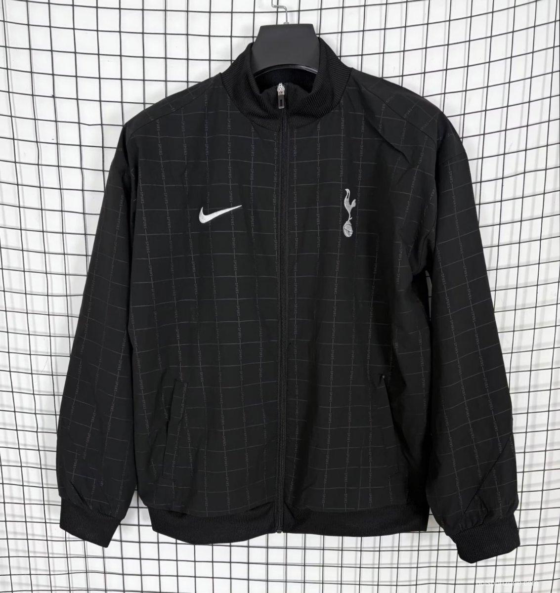 25/26 Tottenham Hotspur Black Grid Windbreaker