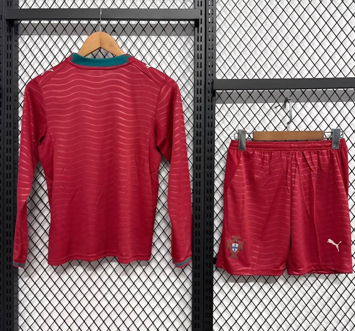 2026 Kids Portugal Home Long Sleeve Jersey
