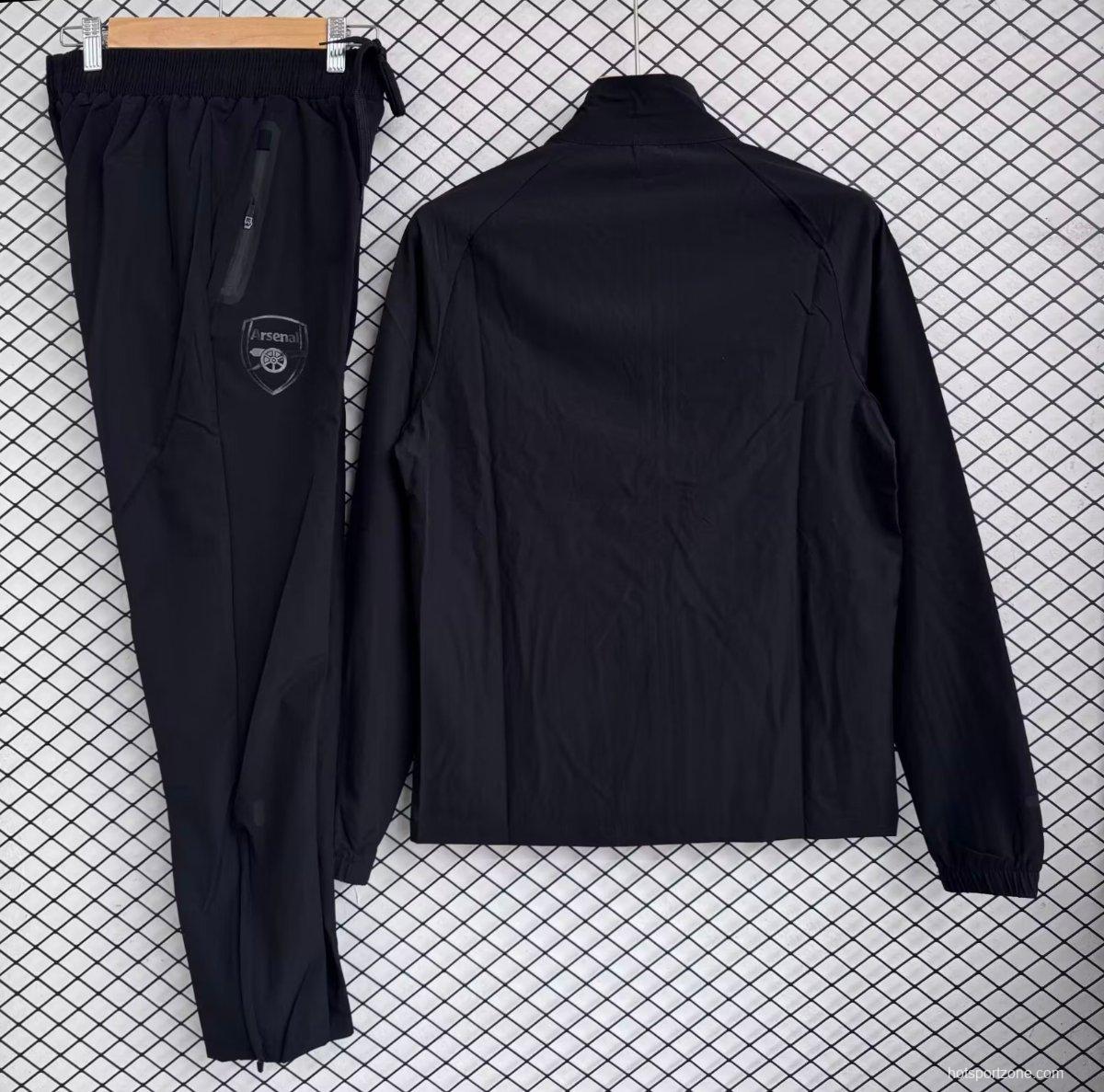 25/26 Arsenal Black Full zipper Jacket Tracksuit+ long pants