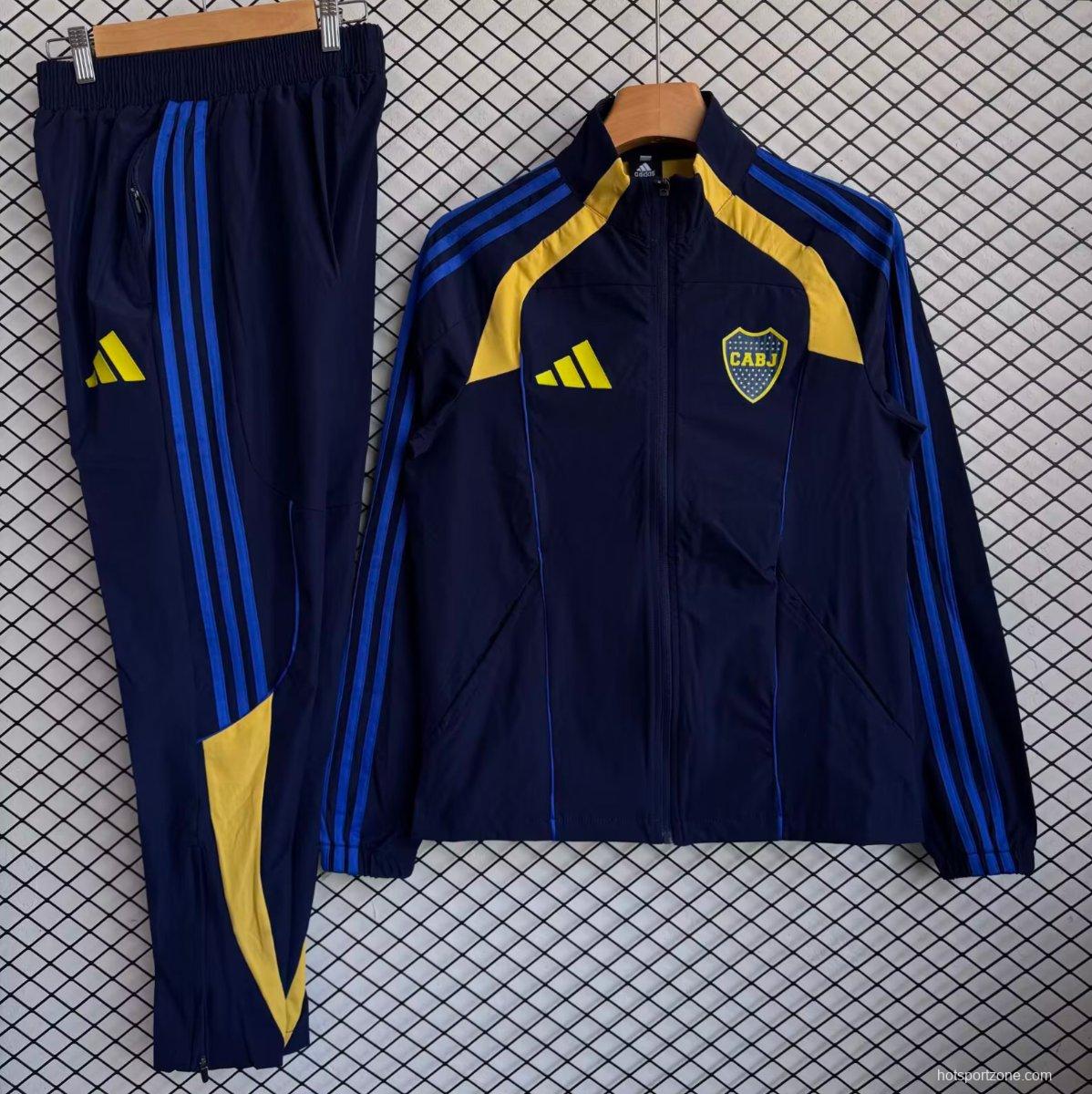 25/26 Boca Juniors Navy with Blue Full zipper Jacket Tracksuit+ long pants