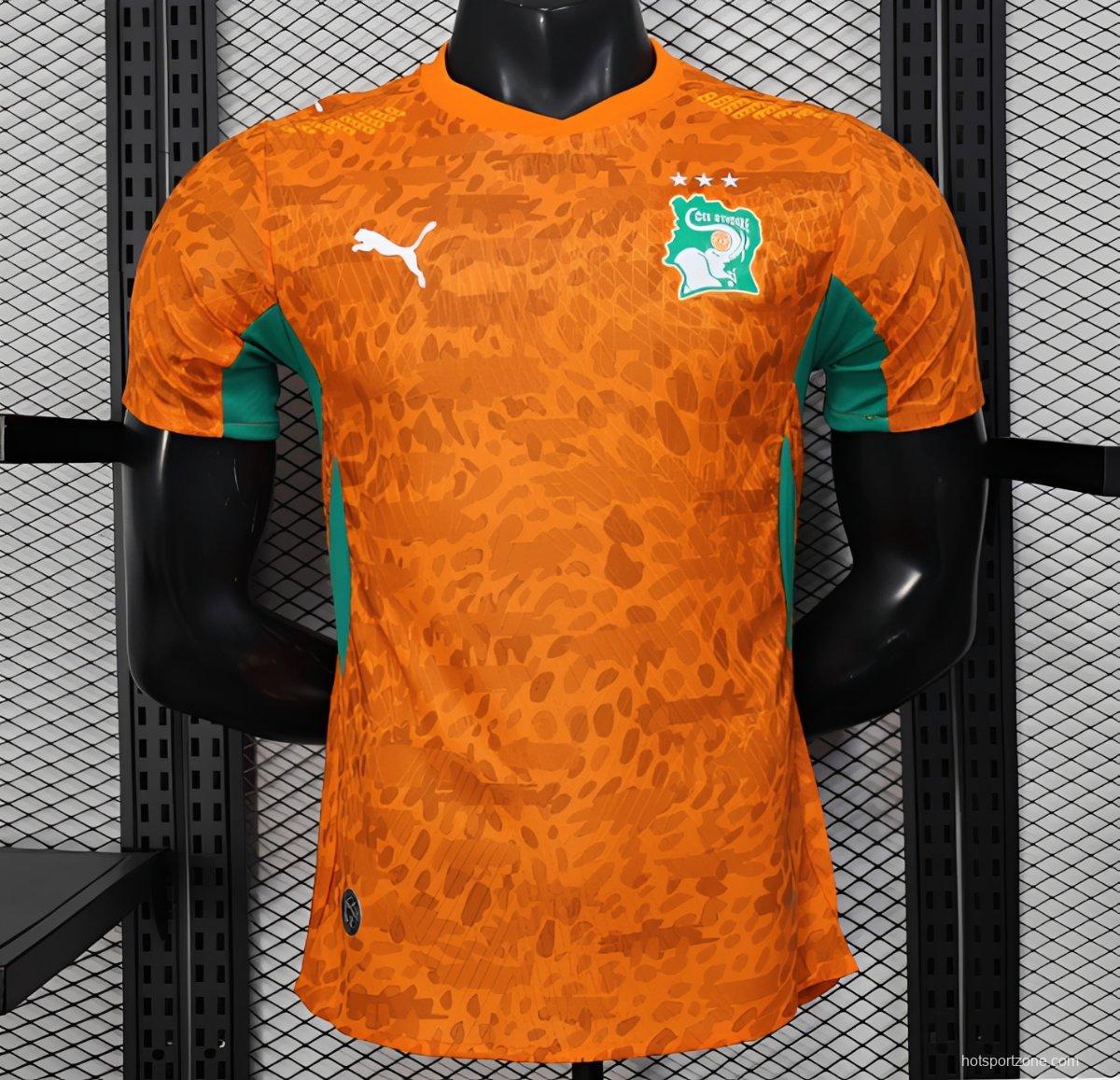 2026 Player Version Ivory Coast Orange with Leopard Pattern Jersey
