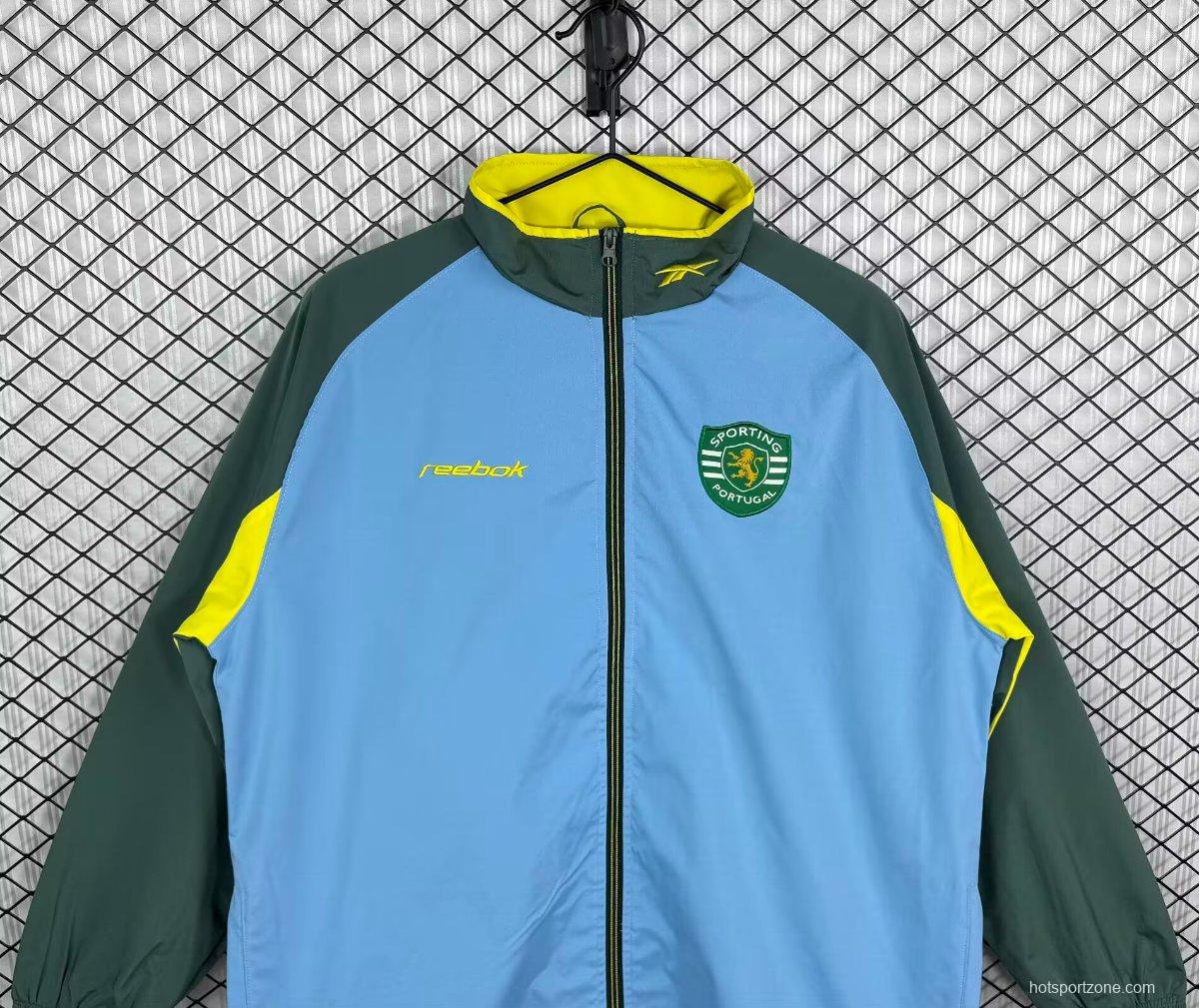 Retro 02/03 Sporting Lisbon Green Full Zipper Windbreaker