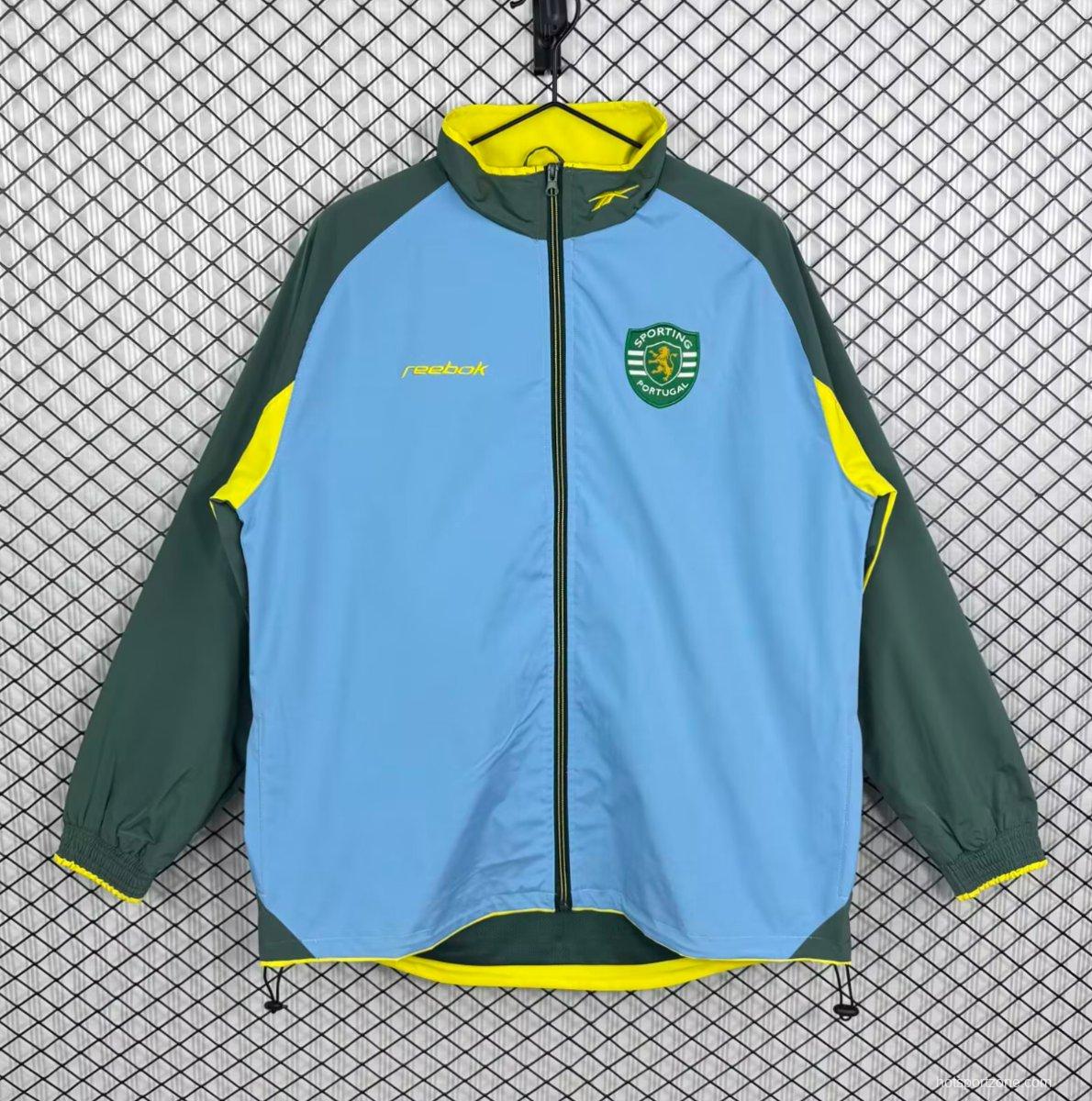 Retro 02/03 Sporting Lisbon Green Full Zipper Windbreaker