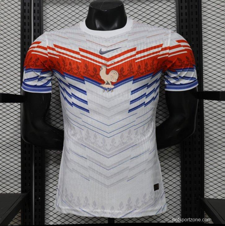Player Version 2026 France Away White with Red & Blue Chevron Stripe Special Edition Jersey