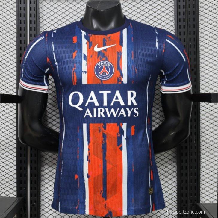 Player Version 25/26 Paris Saint-Germain Navy Blue with Orange Brushstroke Home Jersey