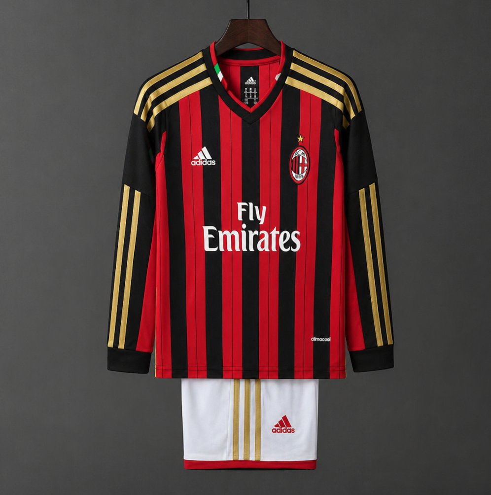 Retro 13/14 Kids  AC Milan Home Long Sleeve Jersey