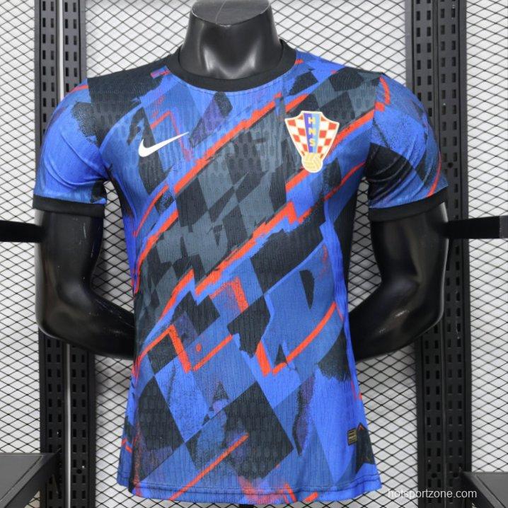 Player Version 2026 Croatia Third Special Edition Blue with Abstract Geometric Brushstroke Pattern Jersey
