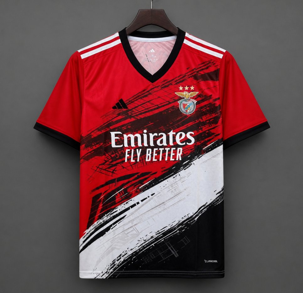 26/27 SL Benfica Red with Black and White Brushstroke Graphic Special Edition Jersey