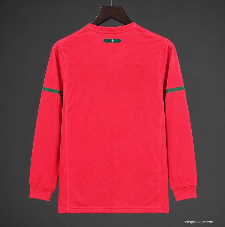 Retro  2010 Portugal Home Long Sleeve Jersey