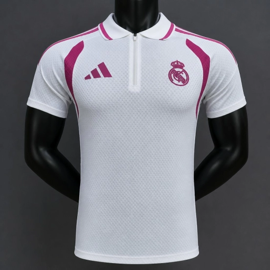 26/27 Real Madrid White with Pink Polo Jersey