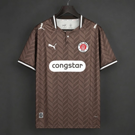 26/27 FC St. Pauli Brown with Chevron Pattern Home Jersey