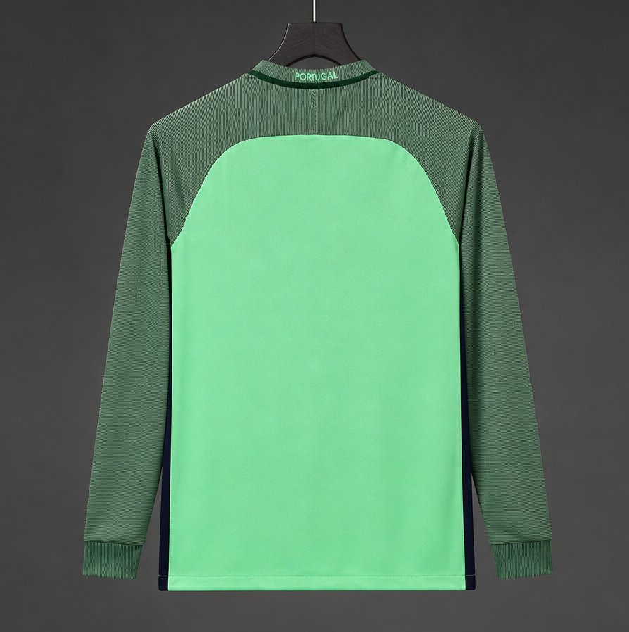 Retro 2016 Portugal Away Green Long Sleeve Jersey